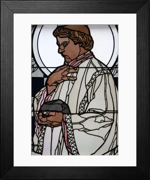 Framed Print : Stained glass by Koloman Moser of Saint Stephen, Am Steinhof church (Church Leopold) Framed Print : Stained glass by Koloman Moser of Saint Stephen, Am Steinhof church (Church Leopold)