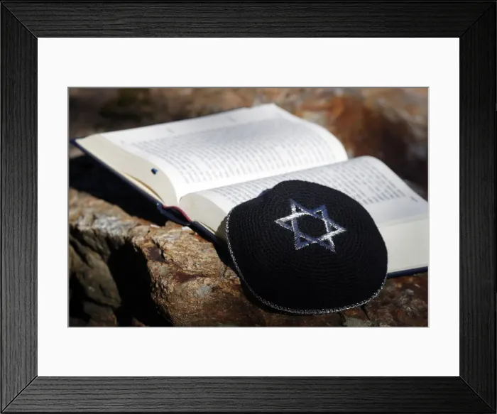 Framed Print : Torah and Kippah, two Jewish symbols, France, Europe Framed Print : Torah and Kippah, two Jewish symbols, France, Europe