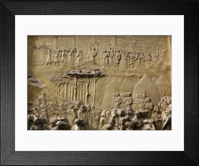 Framed Print : Depiction of the Walls of Jericho, Gates of Paradise, bronze doors of the Baptistry of Framed Print : Depiction of the Walls of Jericho, Gates of Paradise, bronze doors of the Baptistry of
