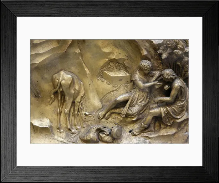 Framed Print : Cain and Abel, Gates of Paradise, detail of bronze door of the Baptistry of San Giovanni Framed Print : Cain and Abel, Gates of Paradise, detail of bronze door of the Baptistry of San Giovanni