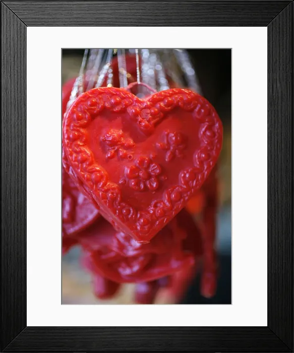 Framed Print : Close-up of heart decoration, Christmas market, Munich, Bavaria, Germany, Europe