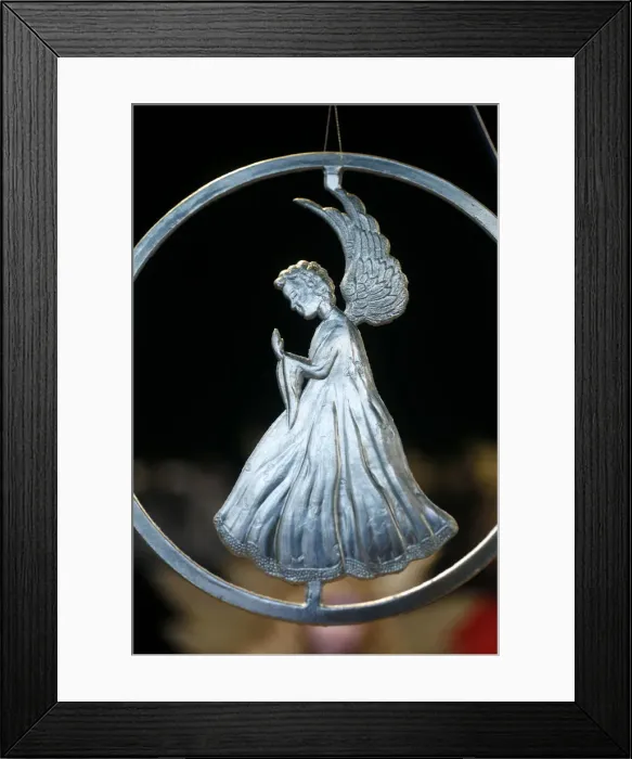 Framed Print : Close-up of angel decoration, Christmas market, Munich, Bavaria, Germany, Europe