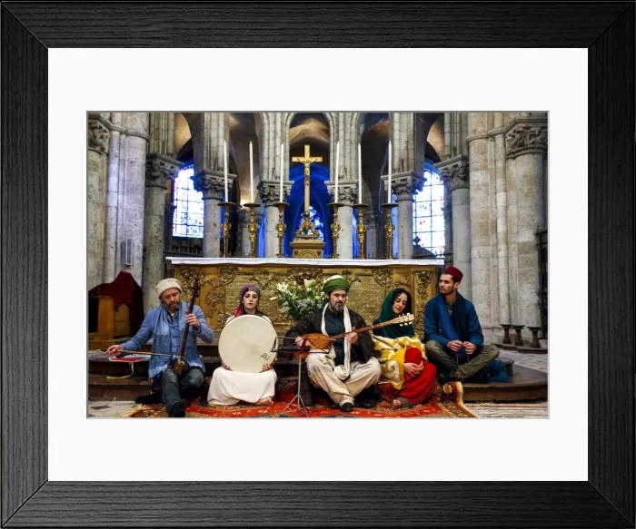 Framed Print : Sufi music band at Sufi Muslim wedding in St. Nicolass Catholic church, Blois Framed Print : Sufi music band at Sufi Muslim wedding in St. Nicolass Catholic church, Blois