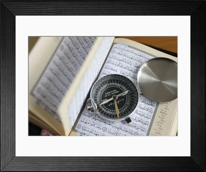 Framed Print : Quran and a Qibla compass to indicate the direction of Mecca, Vietnam, Indochina Framed Print : Quran and a Qibla compass to indicate the direction of Mecca, Vietnam, Indochina