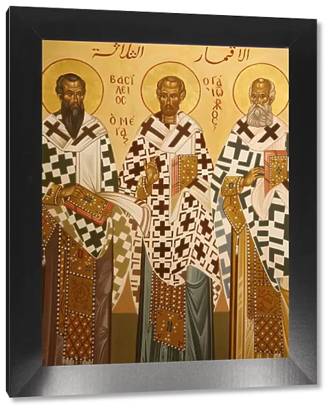 Melkite icon of doctors of the Church, Nazareth, Galilee, Israel, Middle East
