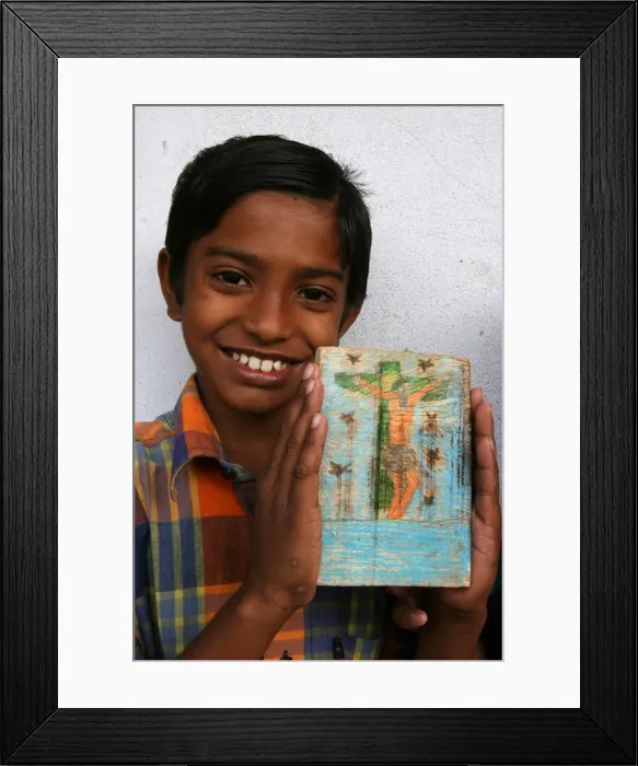 Framed Print : Catholic boy in a center run by the organisation Mass Education, Mathurapur, West Bengal Framed Print : Catholic boy in a center run by the organisation Mass Education, Mathurapur, West Bengal