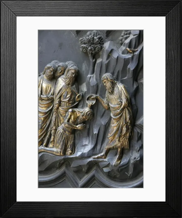 Framed Print : St. John the Baptist giving baptism, Baptistry of San Giovanni, Florence, Tuscany, Italy Framed Print : St. John the Baptist giving baptism, Baptistry of San Giovanni, Florence, Tuscany, Italy