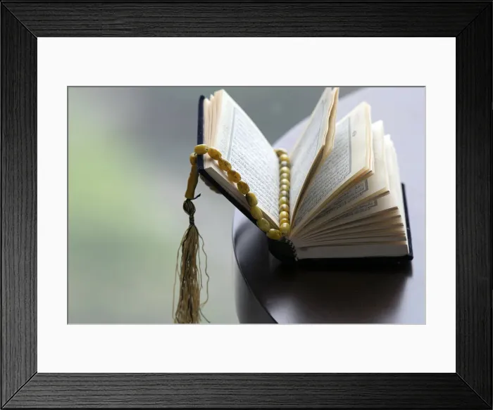 Framed Print : An open Holy Quran and Muslim prayer beads, Ho Chi Minh City, Vietnam, Indochina