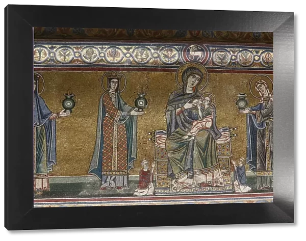Mosaic of Virgin and child in Santa Maria in Trastevere church, Rome, Lazio, Italy
