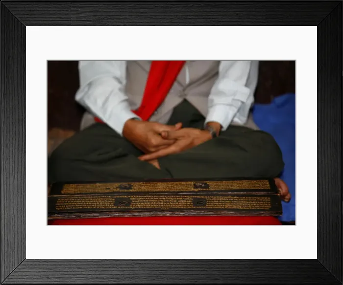 Framed Print : Man reading Buddhist scriptures, Golden temple, Patan, Nepal, Asia Framed Print : Man reading Buddhist scriptures, Golden temple, Patan, Nepal, Asia