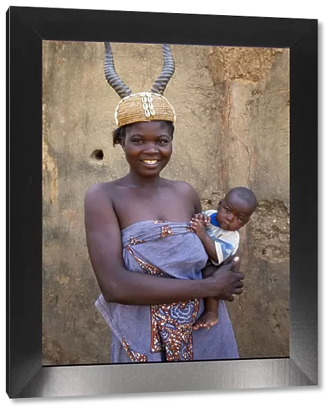 Batammariba mother in a Koutammakou village in North Togo, West Africa, Africa