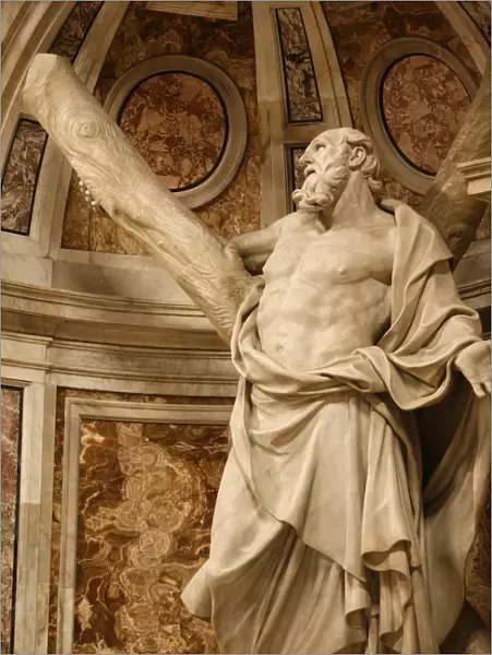 Statue of St. Andrew in St. Peters Basilica, Vatican, Rome, Lazio, Italy, Europe