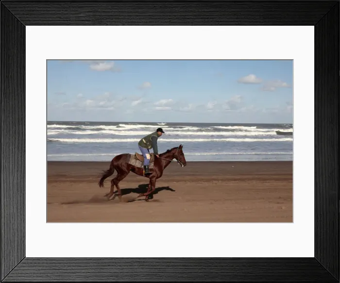 Framed Print : Horse rider on a beach near Azemmour, Morocco, North Africa, Africa Framed Print : Horse rider on a beach near Azemmour, Morocco, North Africa, Africa