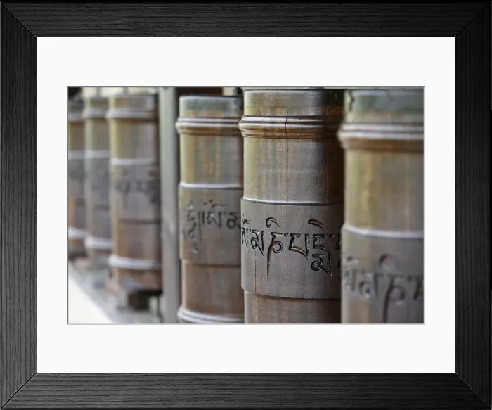 Framed Print : Prayer wheels in Dhagpo Kagyu Ling Tibetan Buddhist monastery, Saint-Leon sur Vezere Framed Print : Prayer wheels in Dhagpo Kagyu Ling Tibetan Buddhist monastery, Saint-Leon sur Vezere