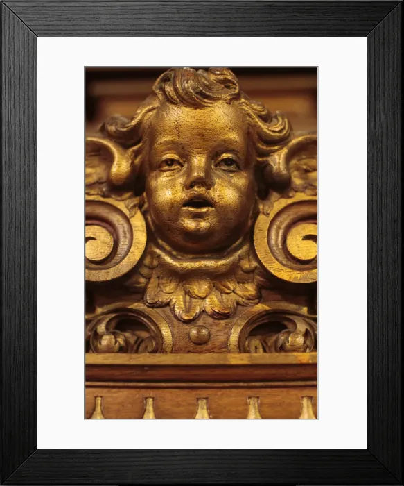 Framed Print : Angel face, reredos, Sainte-Marie des Batignolles church, Paris, France, Europe Framed Print : Angel face, reredos, Sainte-Marie des Batignolles church, Paris, France, Europe