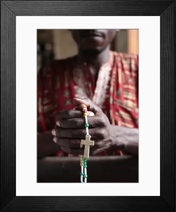 Framed Print : African man praying the rosary, Cotonou, Benin, West Africa, Africa Framed Print : African man praying the rosary, Cotonou, Benin, West Africa, Africa