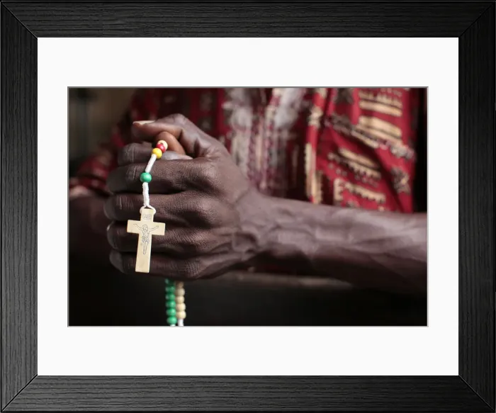 Framed Print : African man praying the rosary, Cotonou, Benin, West Africa, Africa Framed Print : African man praying the rosary, Cotonou, Benin, West Africa, Africa