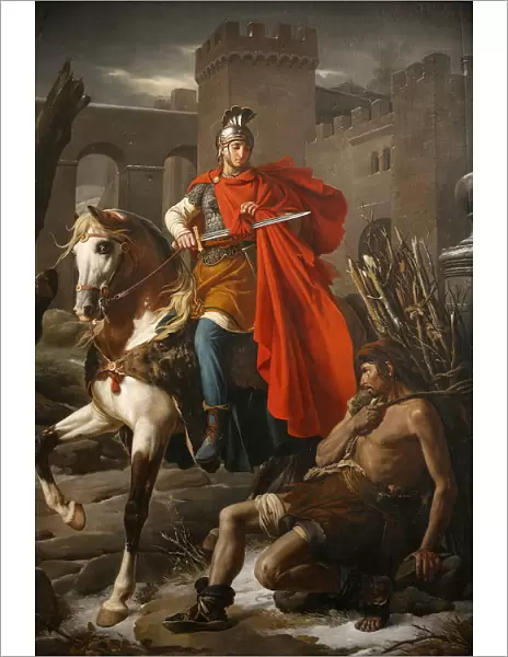 Painting of St. Martin sharing his coat, St. Gatien Cathedral, Tours, Indre-et-Loire