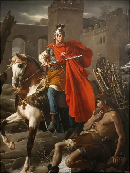 Painting of St. Martin sharing his coat, St. Gatien Cathedral, Tours, Indre-et-Loire