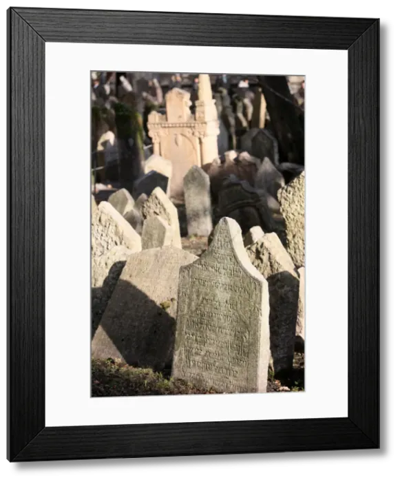 Framed Print : Tombstones in the Old Jewish Cemetery in Josefov, the Jewish district in the Old Town Framed Print : Tombstones in the Old Jewish Cemetery in Josefov, the Jewish district in the Old Town