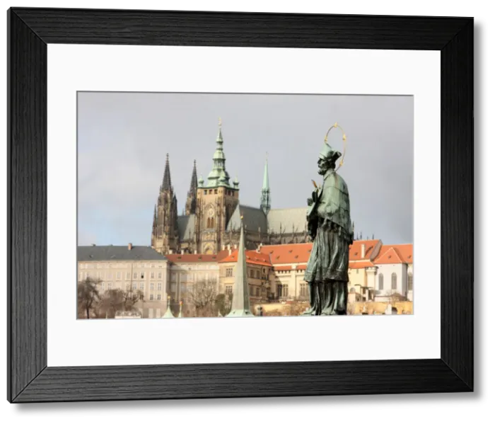 Framed Print : John of Nepomuk Statue on Charles bridge, UNESCO World Heritage Site, Prague Framed Print : John of Nepomuk Statue on Charles bridge, UNESCO World Heritage Site, Prague