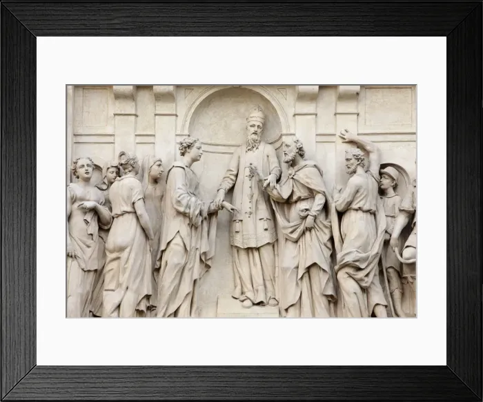 Framed Print : Marriage of Joseph and Mary, Loreto church sculpture, Prague, Czech Republic, Europe Framed Print : Marriage of Joseph and Mary, Loreto church sculpture, Prague, Czech Republic, Europe