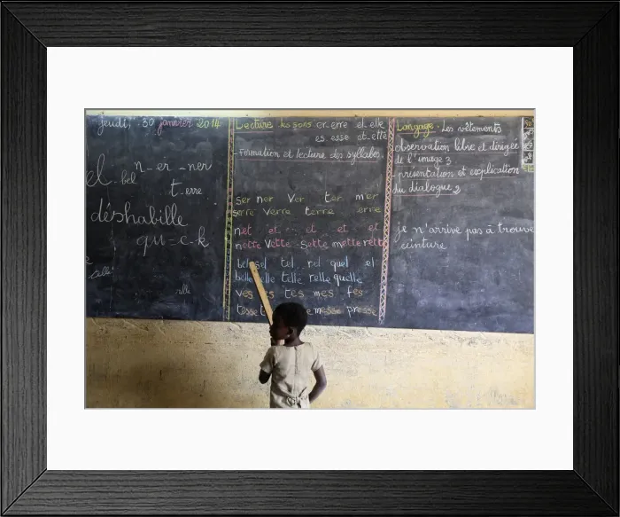 Framed Print : Pupil at the blackboard, primary school, Lome, Togo, West Africa, Africa Framed Print : Pupil at the blackboard, primary school, Lome, Togo, West Africa, Africa
