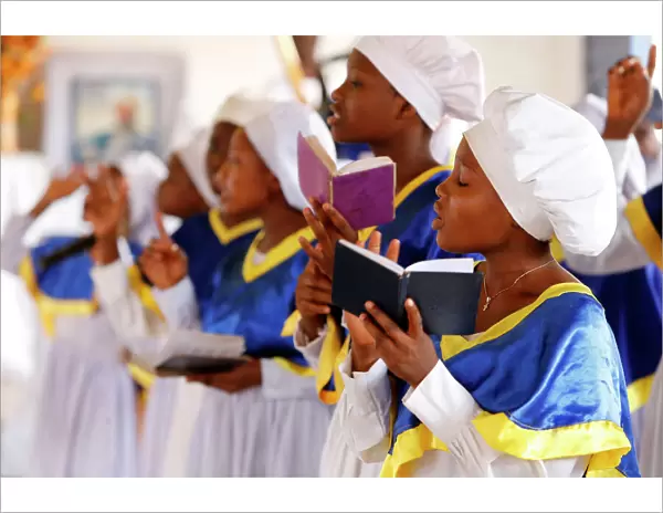 Choir singing, Sunday celebration at the Celestial Church of Christ, Missessinto