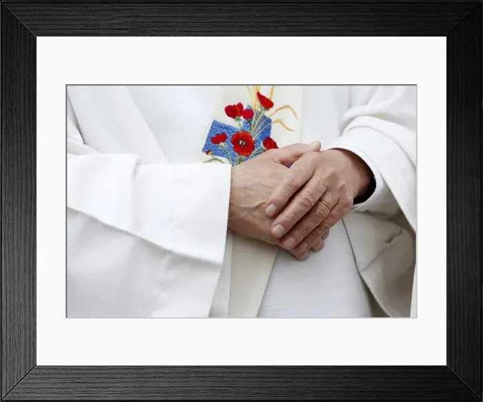 Framed Print : Catholic priest, Amiens cathedral, Somme, France, Europe Framed Print : Catholic priest, Amiens cathedral, Somme, France, Europe