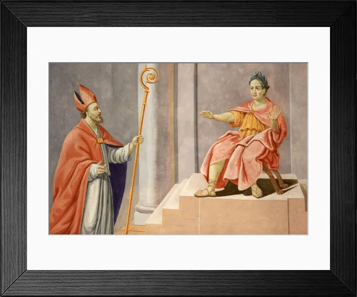 Framed Print : St. Nicolas pronounce a judgment of Solomon, St. Nicolas de Veroce church, Haute-Savoie Framed Print : St. Nicolas pronounce a judgment of Solomon, St. Nicolas de Veroce church, Haute-Savoie