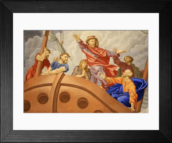 Framed Print : St. Nicolas calms the storm, St. Nicolas de Veroce church, Haute Savoie, France, Europe Framed Print : St. Nicolas calms the storm, St. Nicolas de Veroce church, Haute Savoie, France, Europe