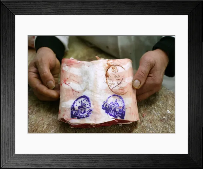 Framed Print : Hallal meat, Lyon, France, Europe