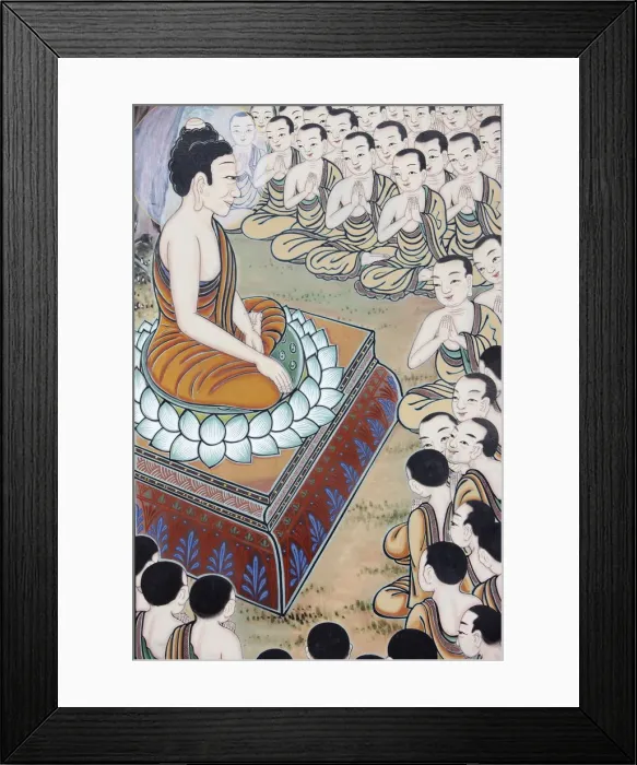 Framed Print : The occasion when 1250 monks gathered spontaneously to hear the Buddhas teaching Framed Print : The occasion when 1250 monks gathered spontaneously to hear the Buddhas teaching