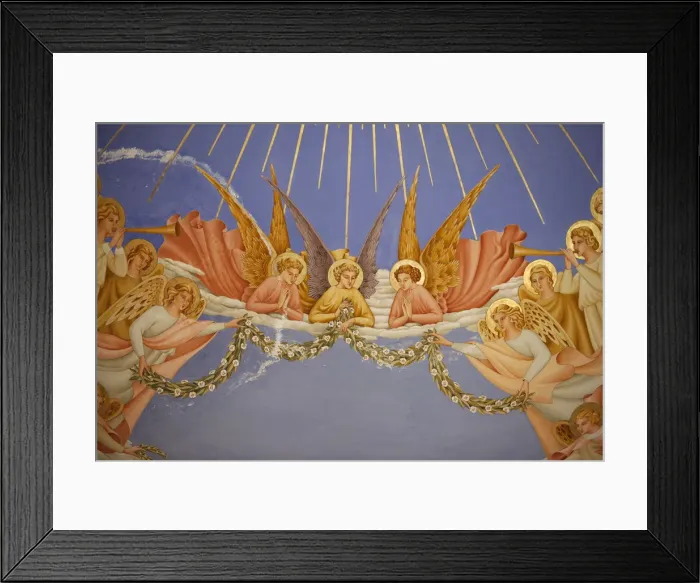 Framed Print : Detail of angels in a fresco in the Visitation church in Ein Kerem, Israel, Middle East Framed Print : Detail of angels in a fresco in the Visitation church in Ein Kerem, Israel, Middle East