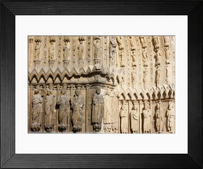 Framed Print : Splay and arches on the west front of Reims cathedral, UNESCO World Heritage Site, Reims