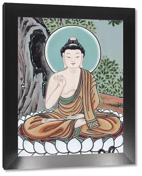 The Buddha teaching depicted in the Life of Buddha, Seoul, South Korea, Asia