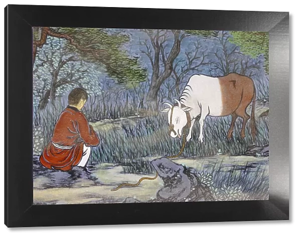Painting of herding the Ox, from the ten Ox Herding Pictures of Zen Buddhism
