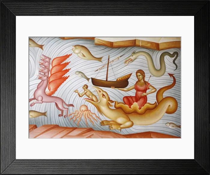 Framed Print : Detail of fresco in Capharnaum (Capernaum) Greek Orthodox church, Capharnaum, Galilee Framed Print : Detail of fresco in Capharnaum (Capernaum) Greek Orthodox church, Capharnaum, Galilee