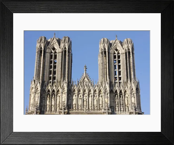 Framed Print : Towers and Kings Gallery, Reims Cathedral, Reims, Marne, France, Europe Framed Print : Towers and Kings Gallery, Reims Cathedral, Reims, Marne, France, Europe