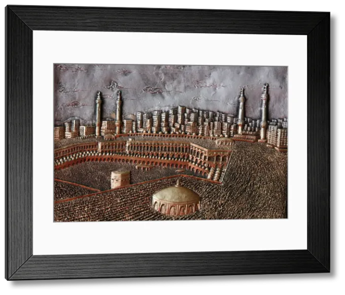 Framed Print : Muslim tapestry depicting Mecca, Paris, France, Europe