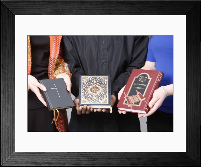 Framed Print : Bible, Koran and Torah, Paris, France, Europe Framed Print : Bible, Koran and Torah, Paris, France, Europe