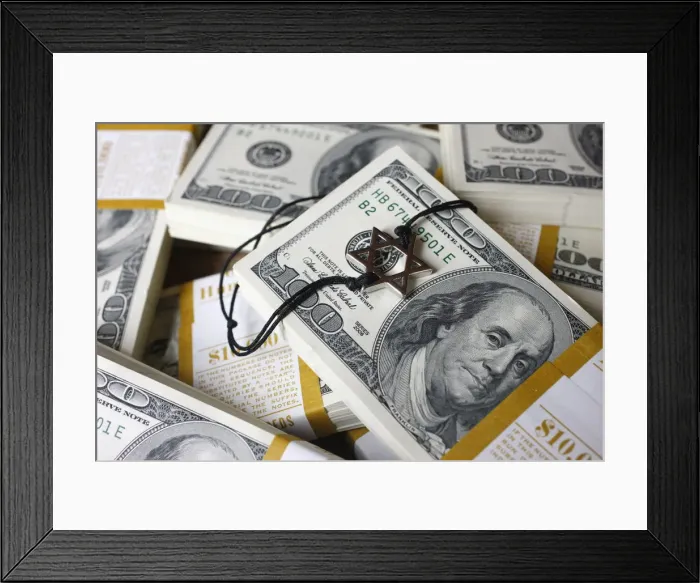 Framed Print : Star of David and bank notes, France, Europe