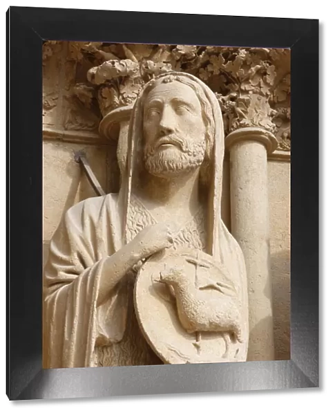 John the Baptist, west front, Reims cathedral, UNESCO World Heritage Site, Reims, Marne
