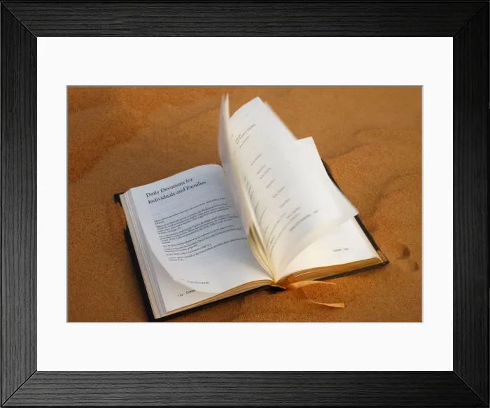 Framed Print : Prayer book on sand, Dubai, United Arab Emirates, Middle East Framed Print : Prayer book on sand, Dubai, United Arab Emirates, Middle East