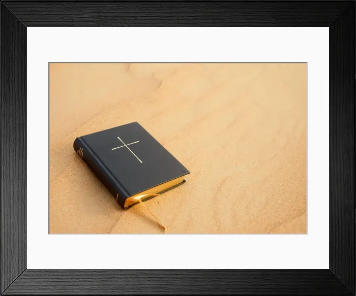 Framed Print : Bible on sand, Dubai, United Arab Emirates, Middle East Framed Print : Bible on sand, Dubai, United Arab Emirates, Middle East