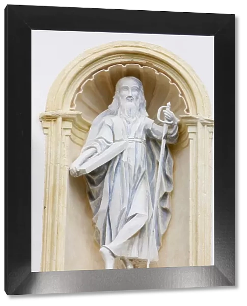 Statue of St. Paul in Saint-Nicolas de Veroce church, Haute Savoie, France, Europe