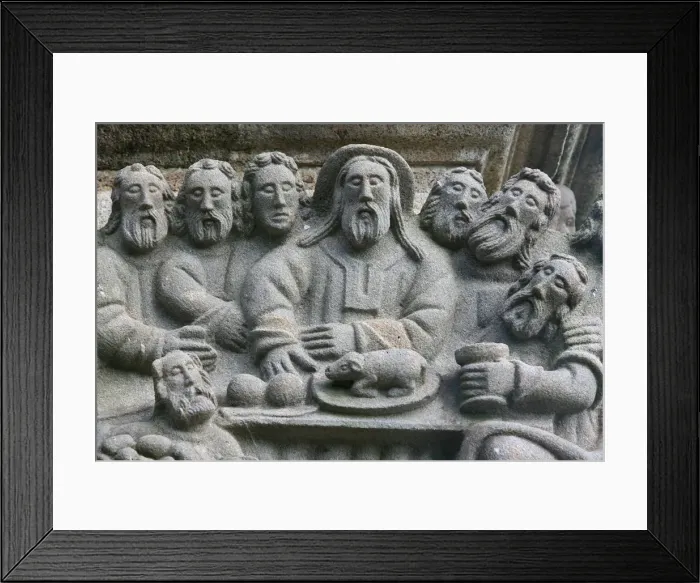 Framed Print : The Last Supper, a scene from the Life of Jesus on the Guimiliau calvary, Guimiliau Framed Print : The Last Supper, a scene from the Life of Jesus on the Guimiliau calvary, Guimiliau