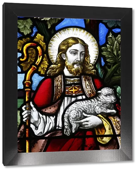 Jesus the Good Shepherd, 19th century stained glass in St