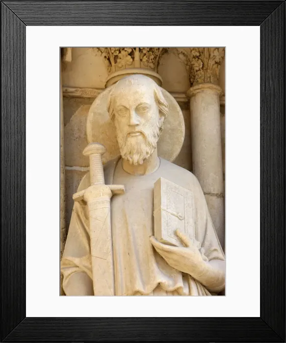 Framed Print : Statue of St. Paul on cathedrals westen wing, Last Judgment door Framed Print : Statue of St. Paul on cathedrals westen wing, Last Judgment door