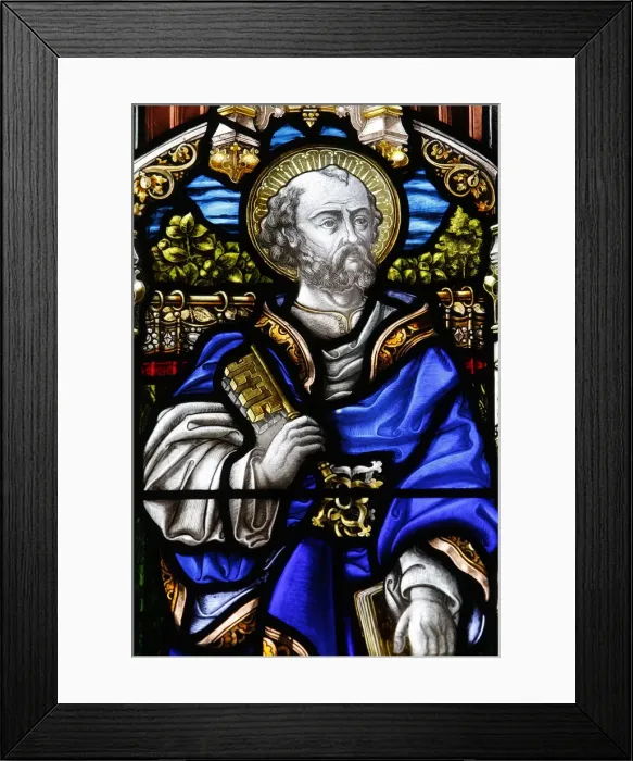 Framed Print : St. Peter, 19th century stained glass in St. Johns Anglican church, Sydney Framed Print : St. Peter, 19th century stained glass in St. Johns Anglican church, Sydney